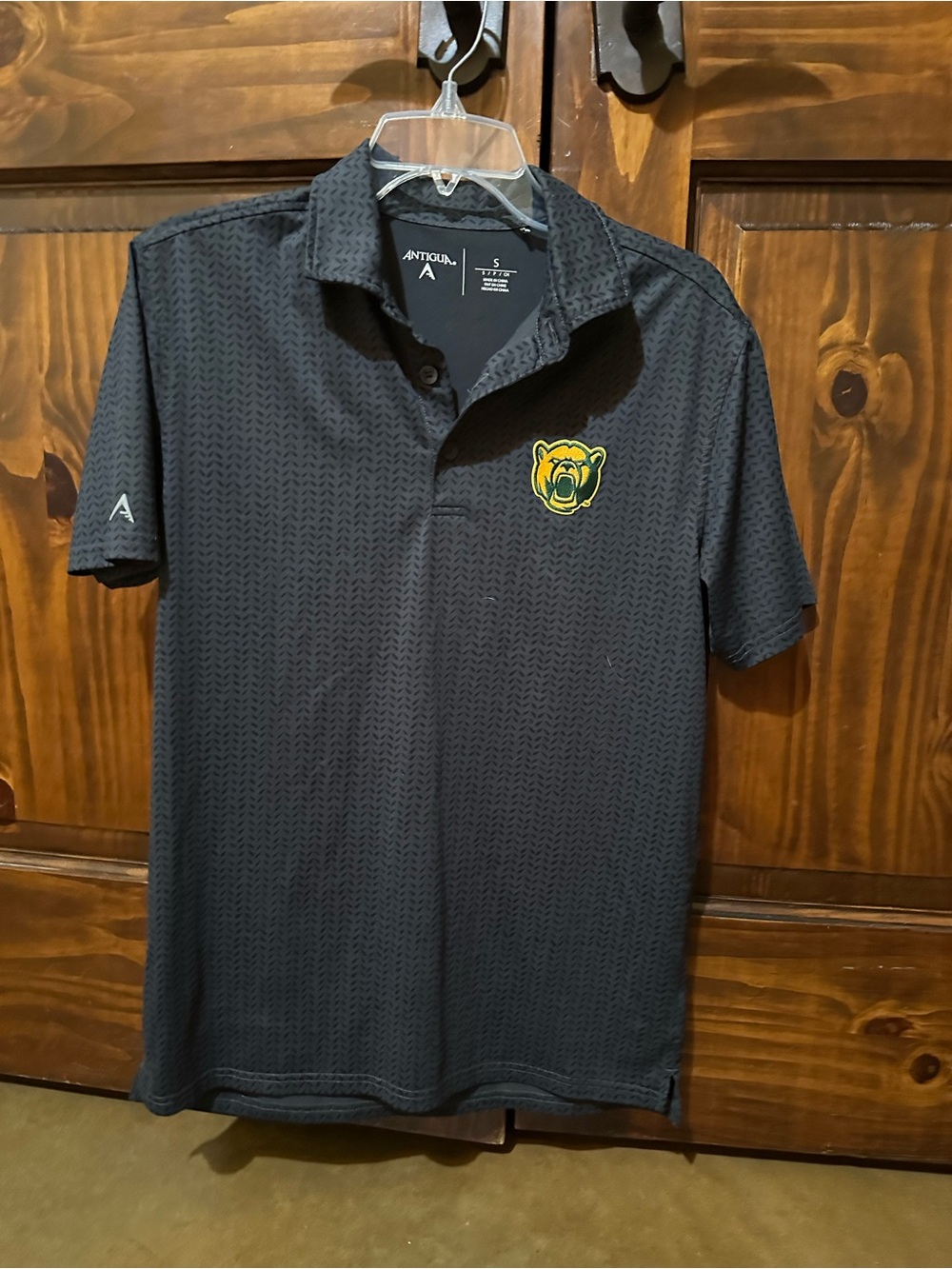 Antigua Black Polo with Yellow & Green Bear Patch